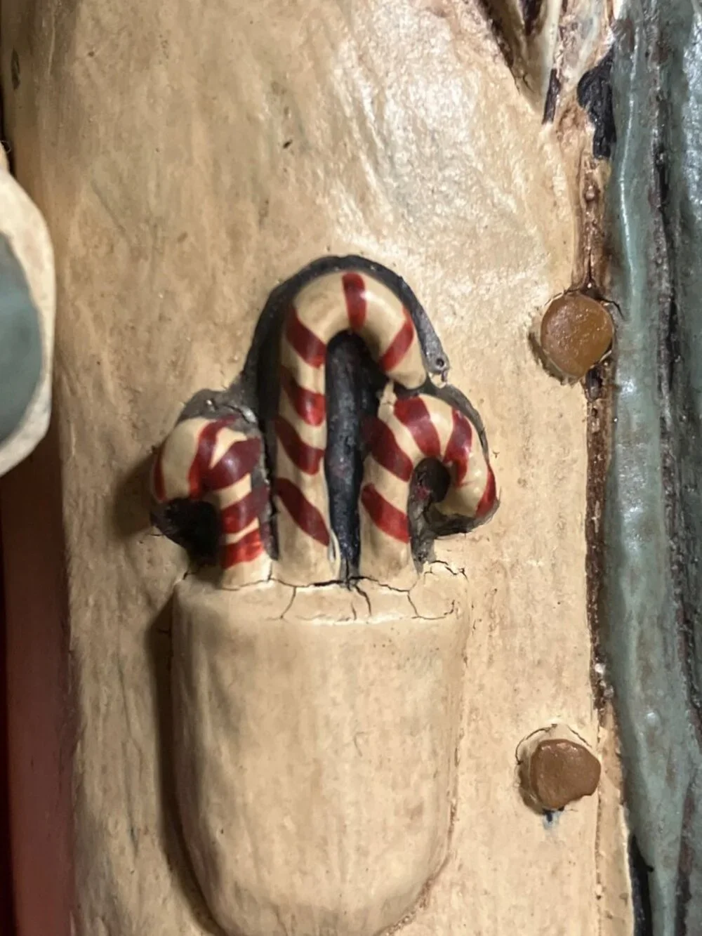 Handcrafted Greg Guedel Santa Figurine Holding Tree and Lantern